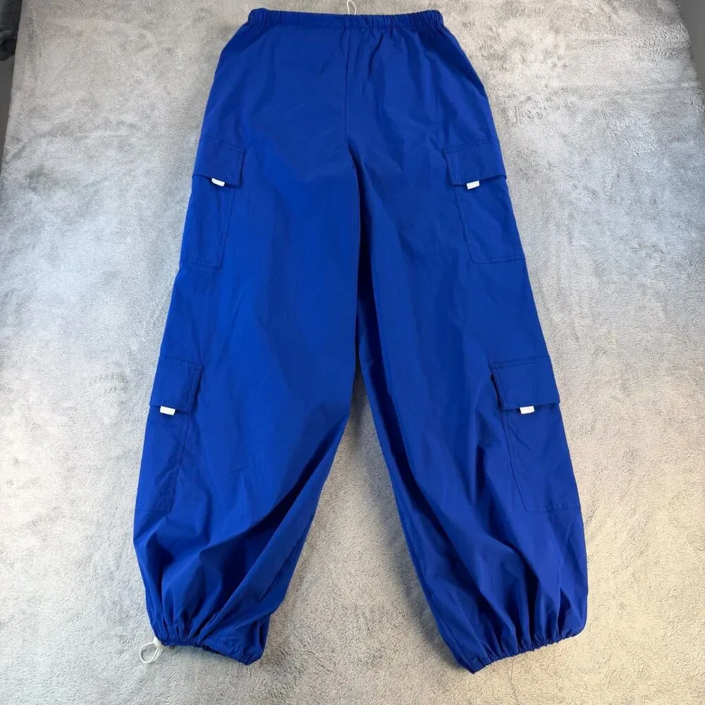 Almost Famous Cargo Parachute Pants Women Blue Utility Small - Picture 3 of 10